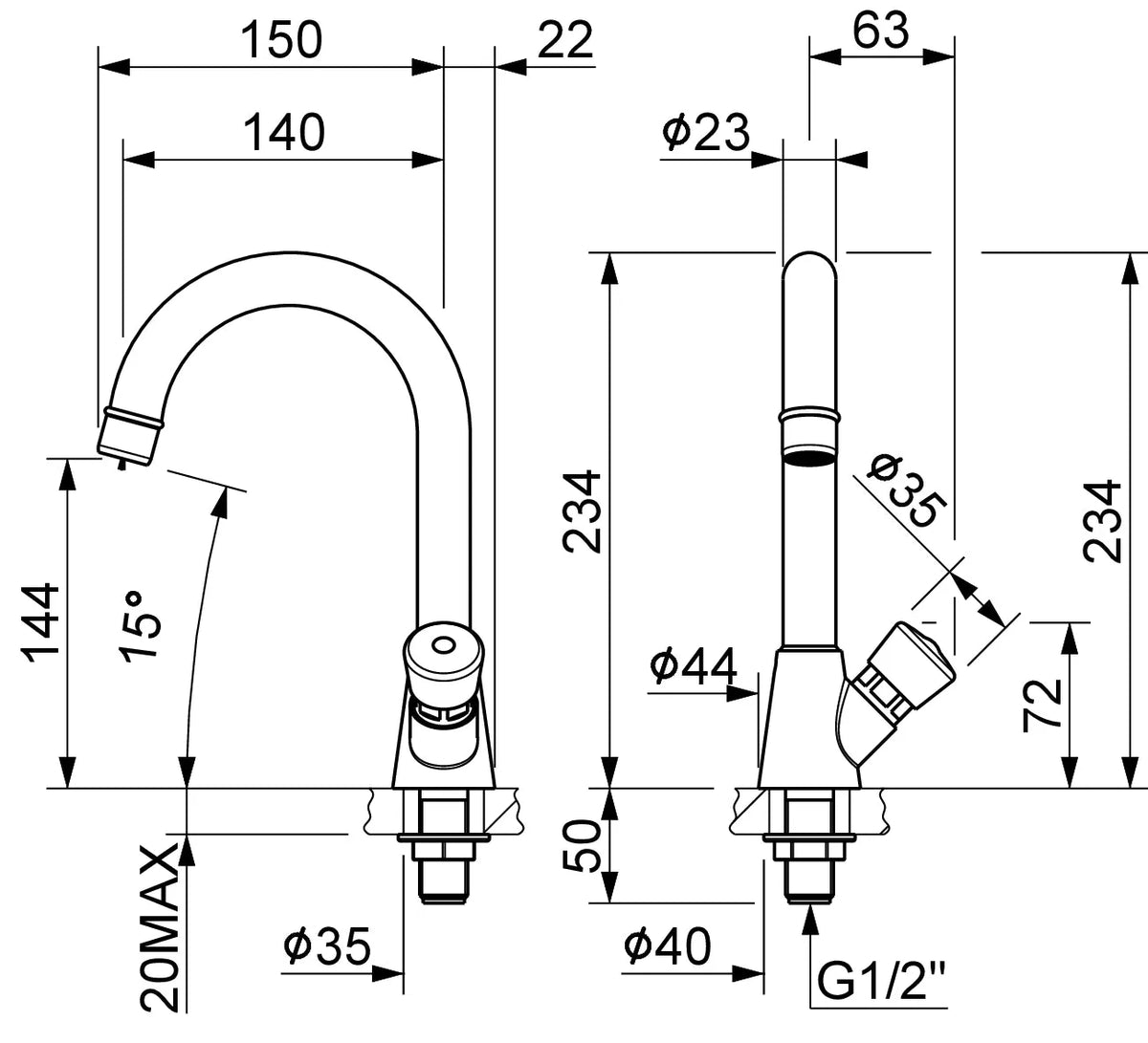 Robinet temporisé monocommande pour lavabo – 9091 - SQES