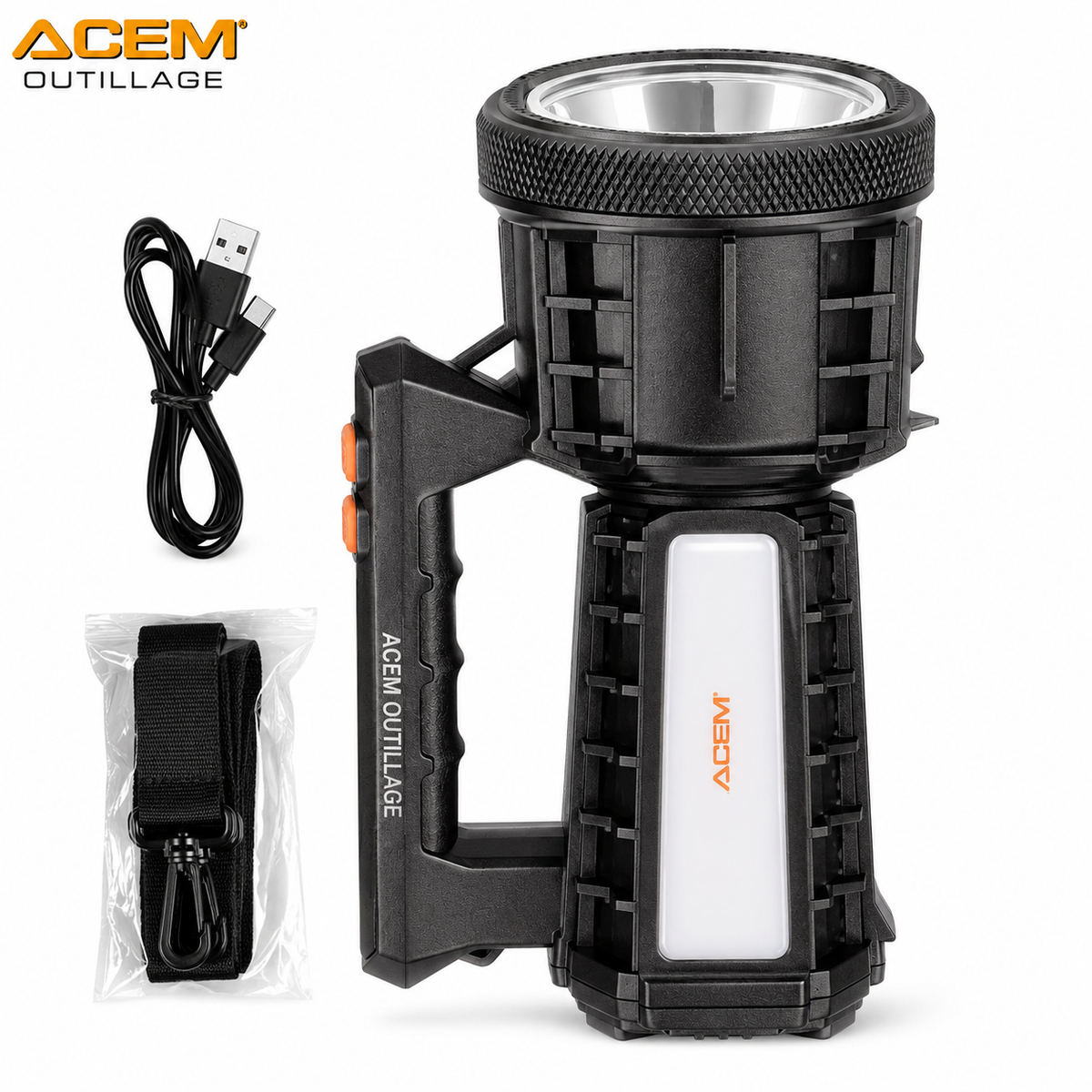 Torche LED Rechargeable 15W IP66 – Batterie 3600 mAh – USB Type-C – TL415