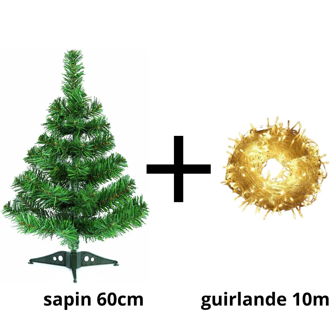 Arbre de Noël Lumineux à Usage intérieur à la Maison, Sapin vert 60cm - SQES