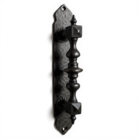 Poignées de porte vintage en laiton massif antique Noir