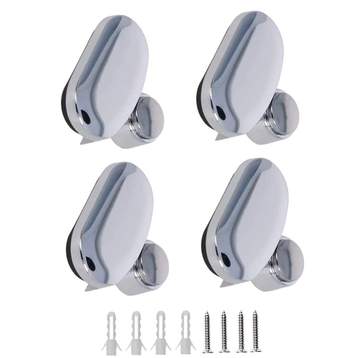 Lot de 8 Clips Miroir Murale Plastique Support Ovale Argenté