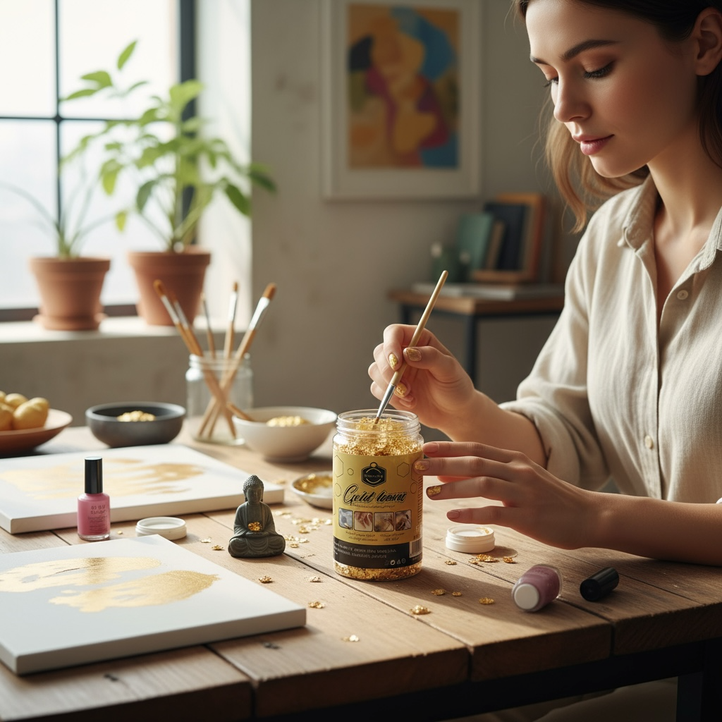 Flocons de Feuilles d'Or pour Artisanat, Peinture et Décoration Ongles