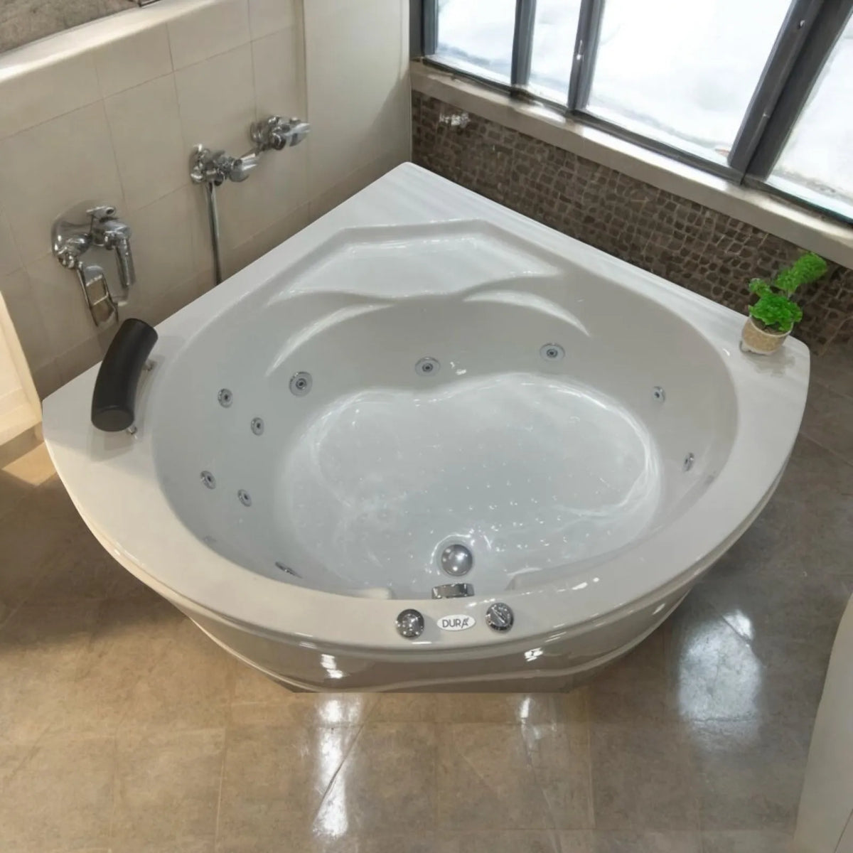 Baignoire hydromassage angle en acrylique - Dura Easy 114cmx114cm blanc - SQES