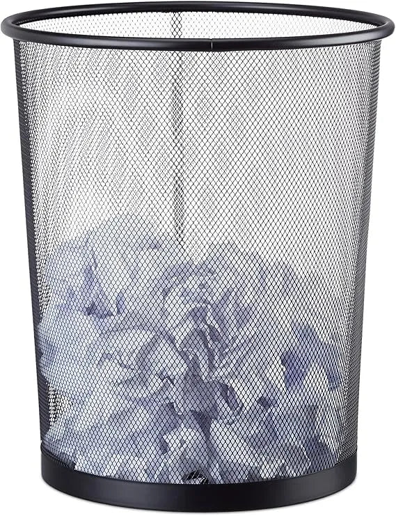 Corbeille à Papier Métallique noir de bureau, Cuisine, Salle de Bain. - SQES