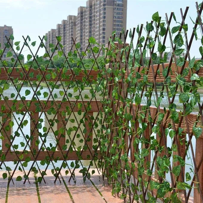 Cloture de Jardin rétractable - Treillis extensible - Feuille de Lierre - Mur végétal - SQES