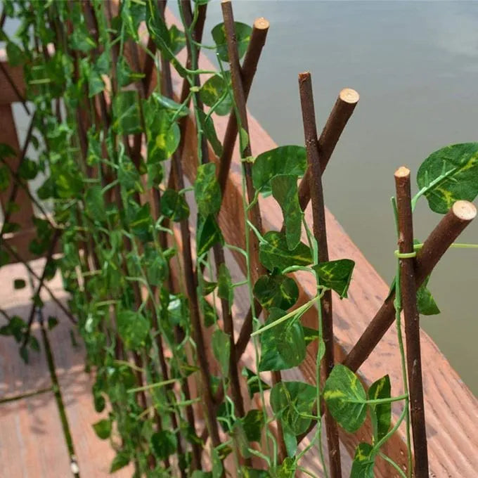 Cloture de Jardin rétractable - Treillis extensible - Feuille de Lierre - Mur végétal - SQES