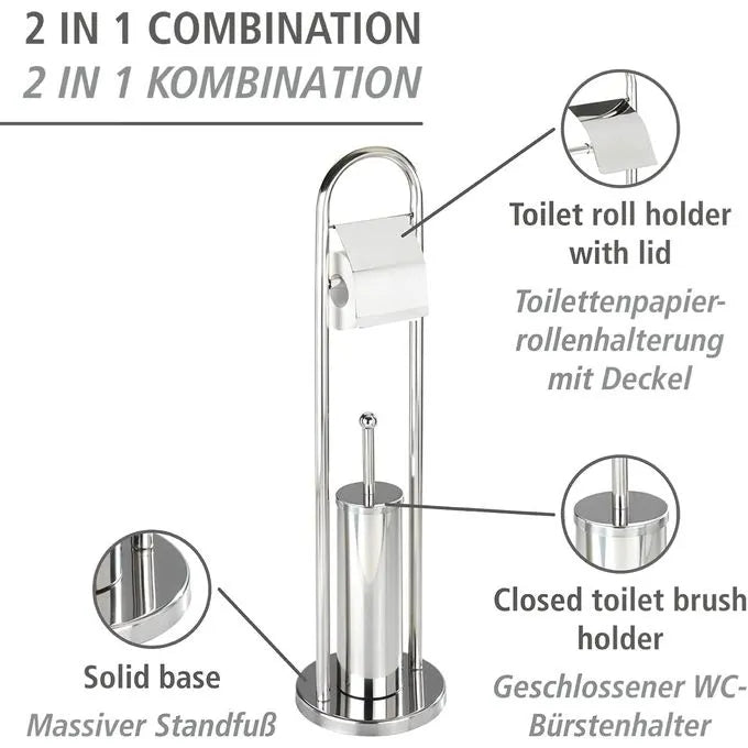 Combiné WC - Porte Papier Toilette avec Brosse - INOX - SQES