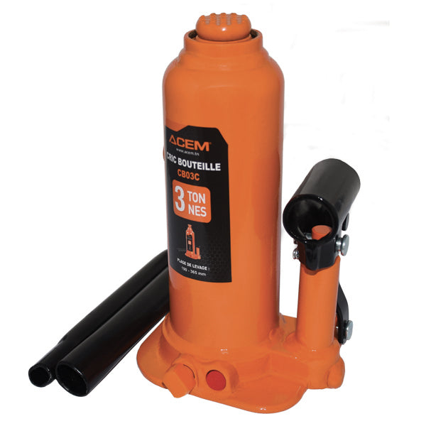 Cric Bouteille Hydraulique ACEM® 3T - Compact et Puissant - 190mm