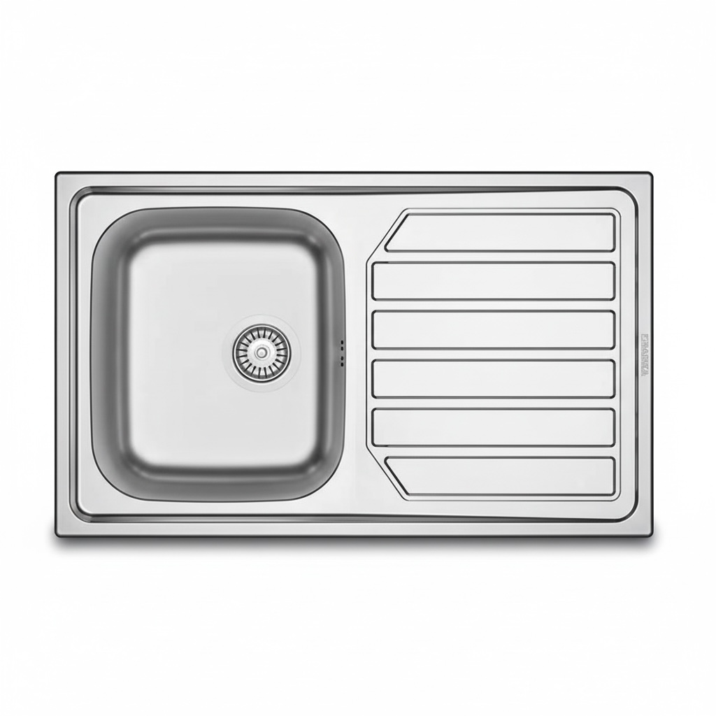 Evier Inox Apparent 80x50 cm - 1 Cuve + Égouttoir | Banka Sinks