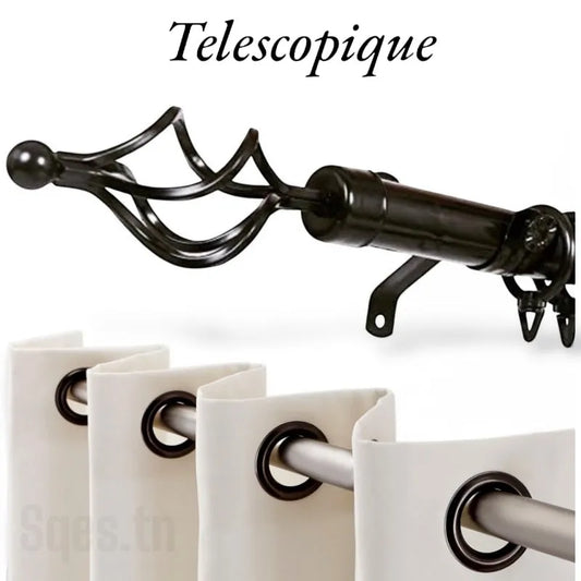 Tringle Extensible pour Rideau en Acier – Ø25 mm - Noir - SQES