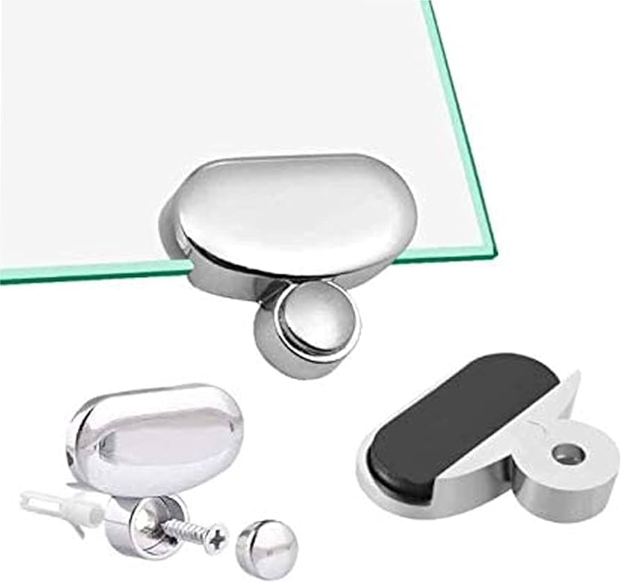 Lot de 8 Clips Miroir Murale Plastique Support Ovale Argenté