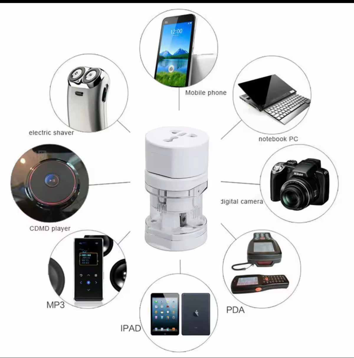Adaptateur de Voyage Universel Tout-en-Un – Compatible Monde Entier