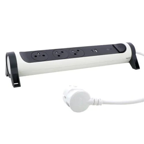 Rallonge multiprise - bloc rotatif - 3 prises interrupteur , parafoudre , USB Type-A + Type-C - SQES