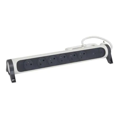 Rallonge multiprise avec bloc rotatif de 6 prises 2P+T Surface , interrupteur , parafoudre et cordon longueur 1,5m - SQES