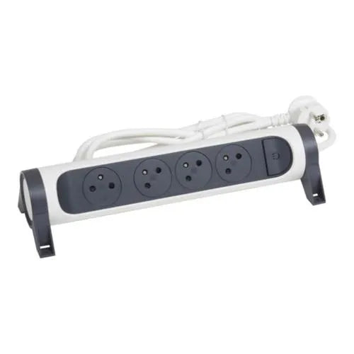 Rallonge multiprise avec bloc rotatif de 4 prises 2P+T Surface , interrupteur et cordon longueur 1,5m - SQES