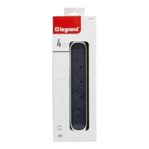 Rallonge multiprise avec bloc rotatif de 4 prises 2P+T Surface , interrupteur et cordon longueur 3m - SQES