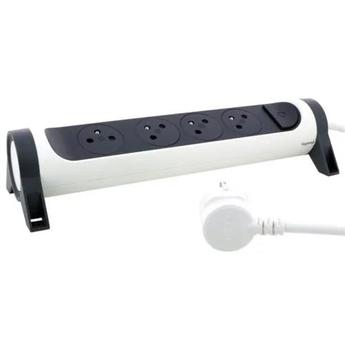 Rallonge multiprise avec bloc rotatif de 4 prises 2P+T Surface , interrupteur et cordon longueur 3m - SQES