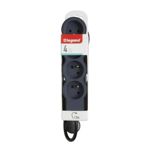 Rallonge multiprise extra-plate équipée de 4 prises 2P+T 16A 3680W avec cordon longueur 1,5m - SQES