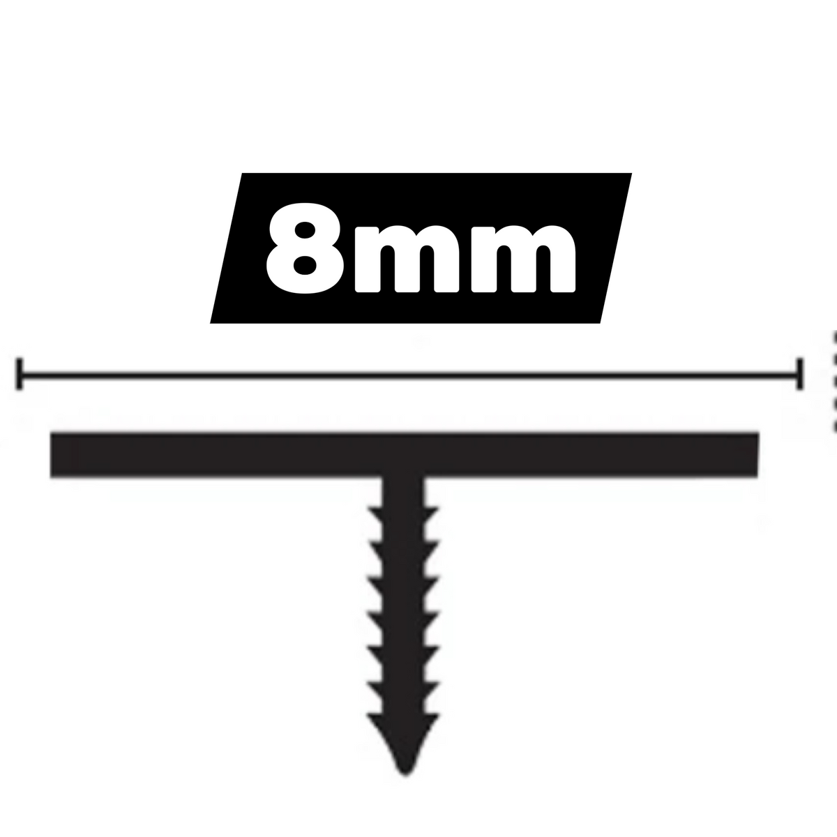 Profilé en T Aluminium Noir 8mm 3m