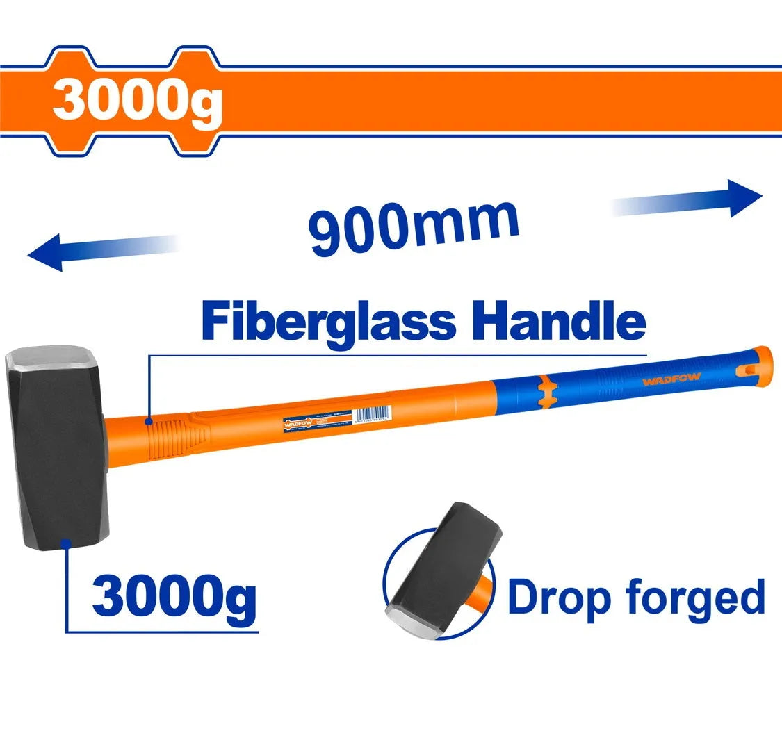 Masse Carrée avec Manche en Fibre - Robuste et Ergonomique - 3 KG - SQES