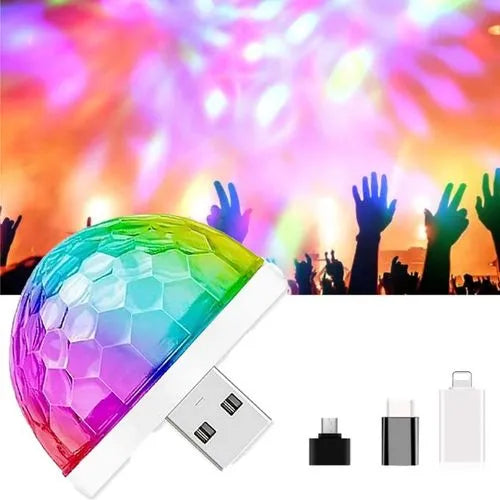 Mini boule disco LED -USB - Inclus tous les adaptateurs - SQES