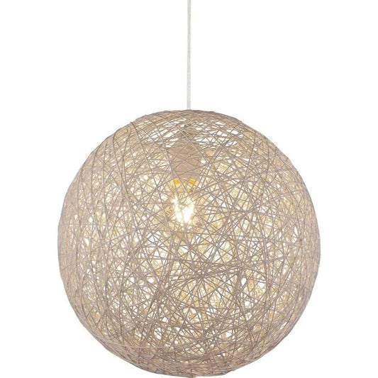 Lustre rond en forme de globe Ø22 - Plafonnier en Rotin Naturel - SQES