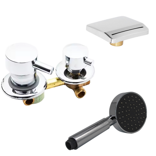 KIT ROBINETTERIE CHROME EN LAITON CASCADE - 4 TROUS