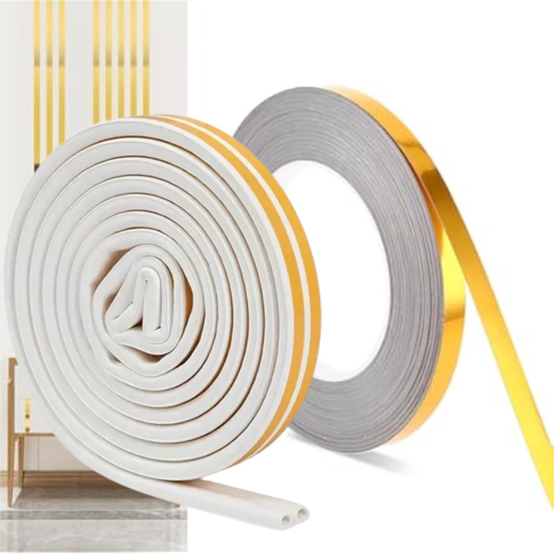 Pack ruban adhésif or 1cm*50m + 3 ruban d'étanchéité blanc 6m - SQES