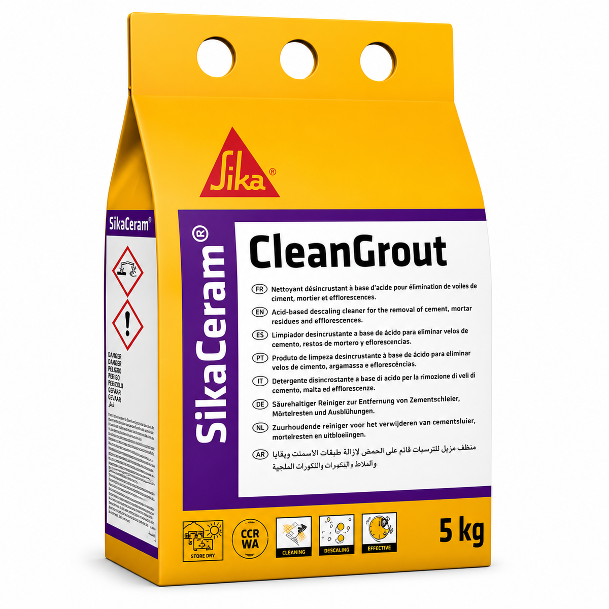 SikaCeram® CleanGrout Cedar 5kg, mortier jointoiement CG2 WA hydrofuge anti-moisissures. Joints 1-8mm, piscines, façades, sols chauffants. SQES Tunisie.