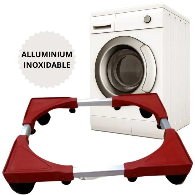 Socle Machine a Laver 4 Roulettes Verrouillables - Support Réfrigérateur Aluminium - SQES