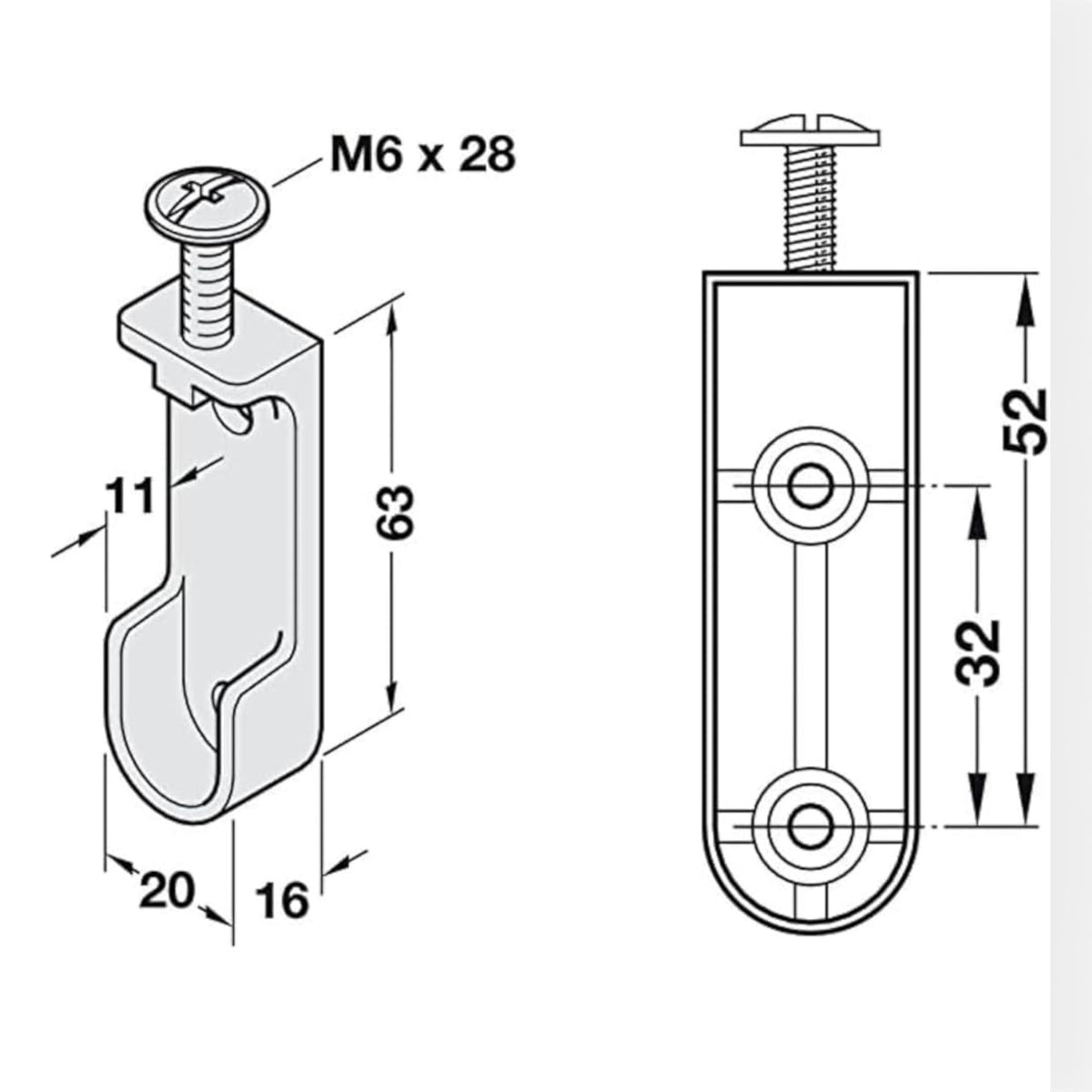 Support Tube Rideau Latéral GM Nickle RF183 (2 pièces)