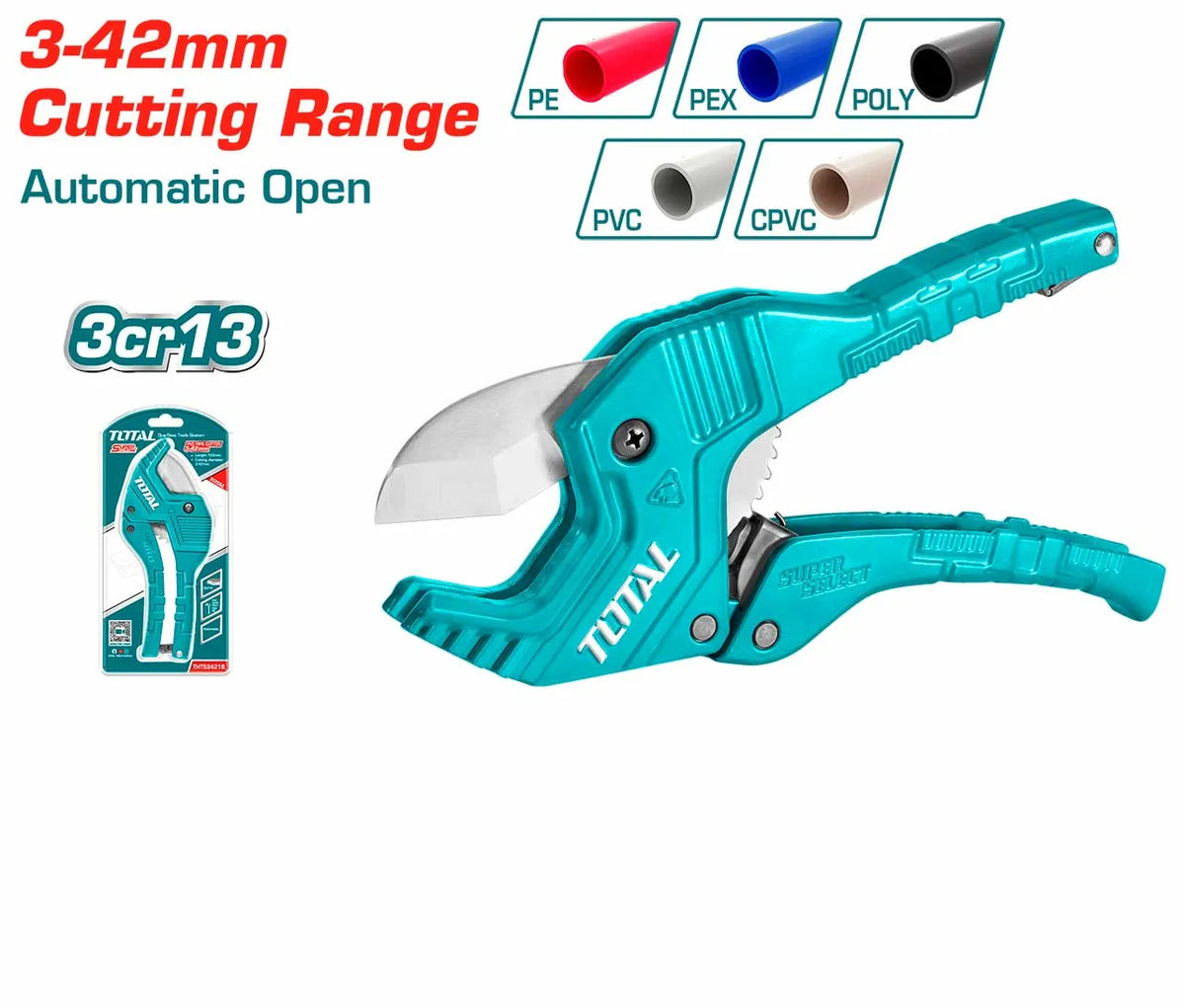 Coupe tube - PVC PP PU PE de 193mm 3-42mm TOTAL - SQES