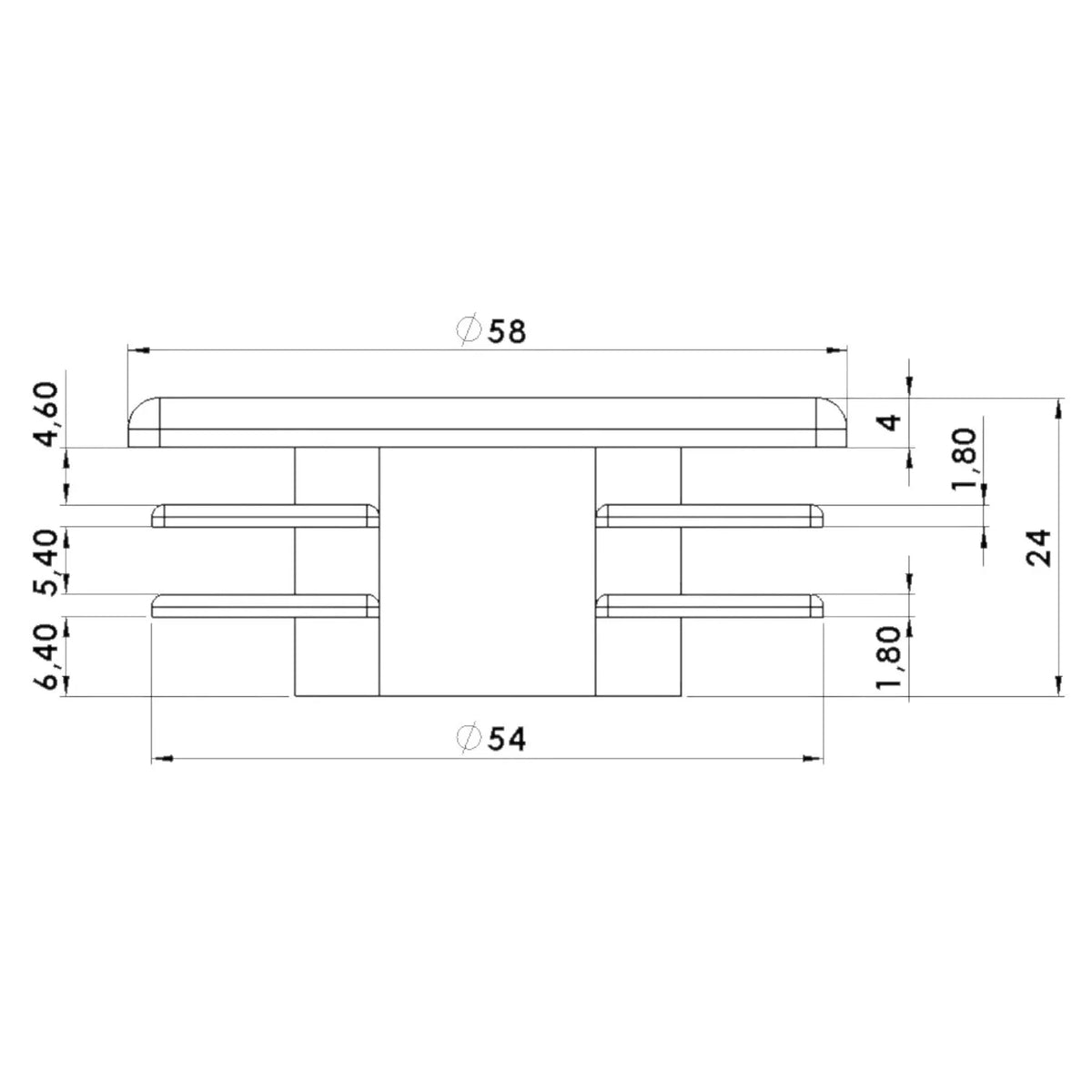 Embouts D58 forme demi rond pour tube passe main - 20 pcs - SQES