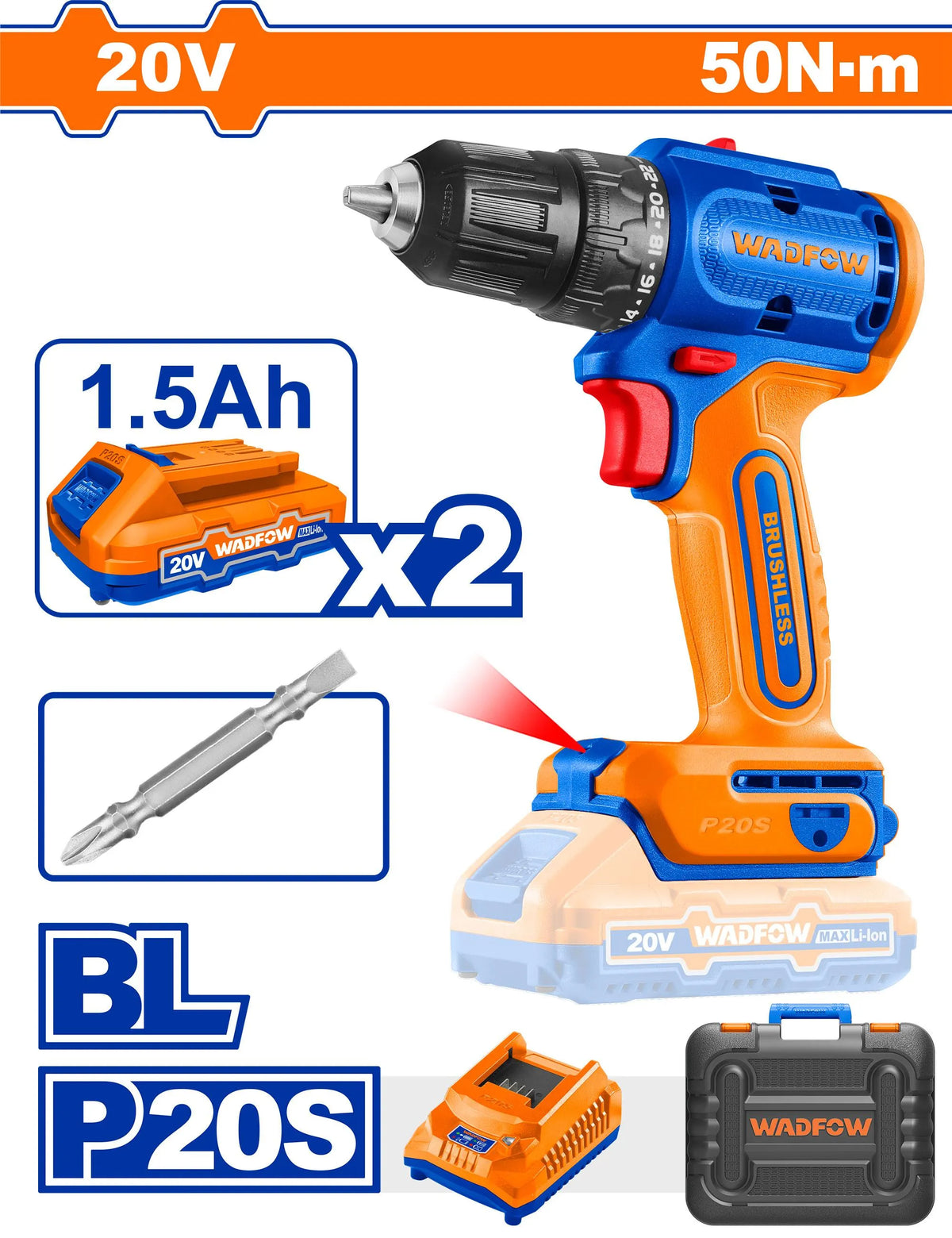 Visseuse Sans Fil 20V – Double Batterie - 50NM - SQES