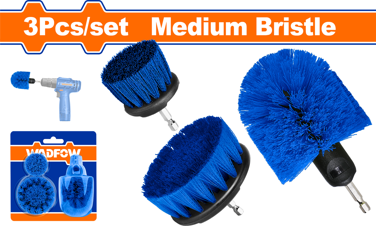 Ensemble de 3 Brosses pour Perceuse WADFOW WND2403 - Poils Moyens