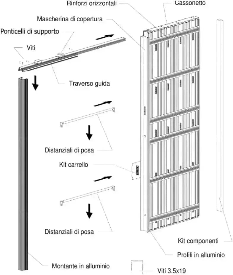 Contre chassis a PLATRE pour portes coulissantes encastrée 1P 800/2100/100 SCIRIGNO -Made in ITALY- - SQES