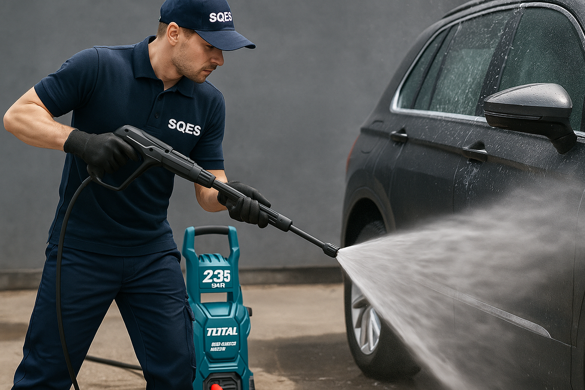 Action shot with SQES branding
