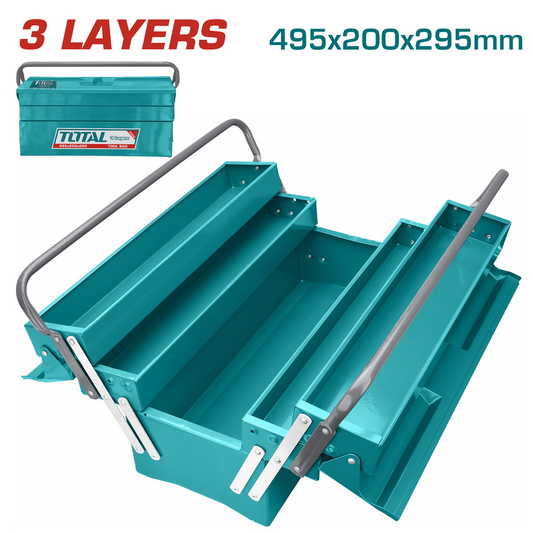 Boîte à outils métallique TOTAL THT10701 3 couches extensibles accordéon acier 495×200×295mm – SQES Tunisie
