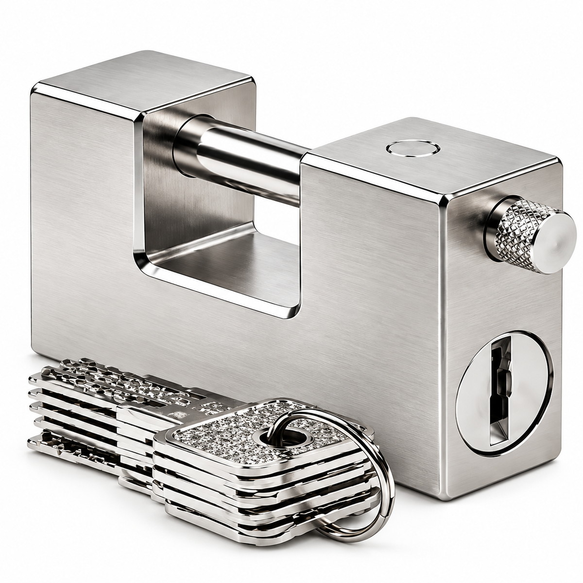 Cadenas à pis nickelé disponible en tailles 70 et 90, références RF957 et RF971. Découvrez les cadenas chez SQES Tunisie.