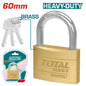 Cadenas en laiton robuste TOTAL 60mm – anse acier trempé chromée, double boulonné, antirouille, 3 clés laiton