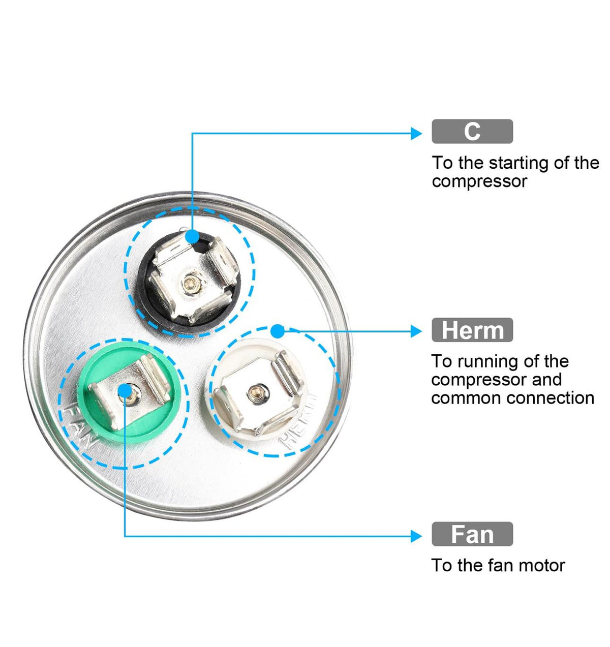 Condensateur Climatiseur - Capacité - 55 µF – 3 Bornes
