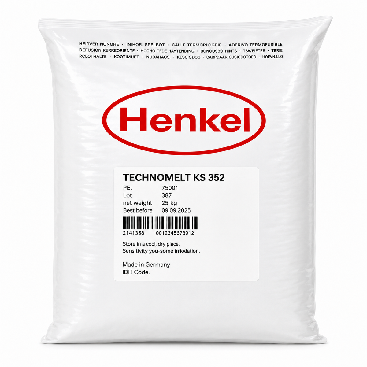 Colle Hot Melt Henkel KS 351 Cristal – Sac 25 kg – Thermofusible Industrielle 180-200°C / 190-200°C – CEG Réf. 446CL225 | SQES Tunisie
