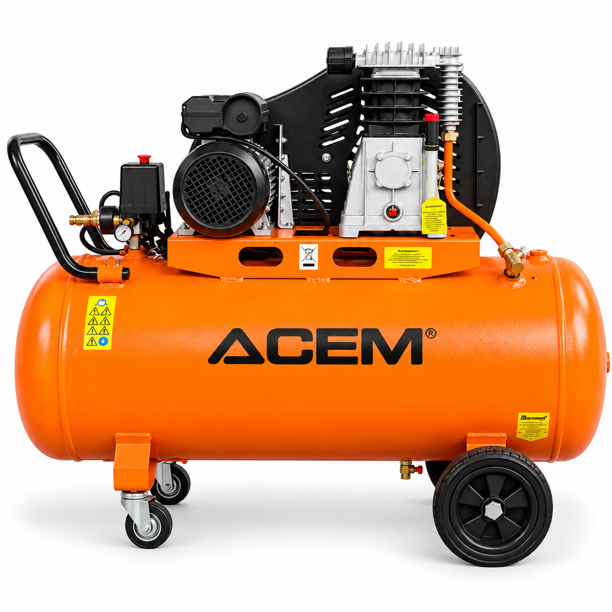 Compresseur d'air ACEM C200L avec réservoir 200 litres et moteur 3 HP monophasé
