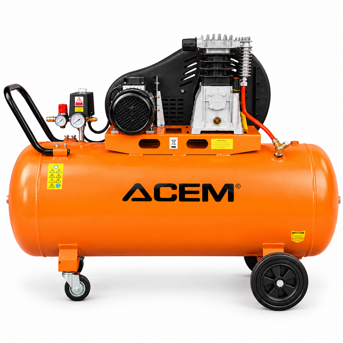 Compresseur d'air ACEM C270L, cuve orange 270 litres, moteur triphasé 4 HP

