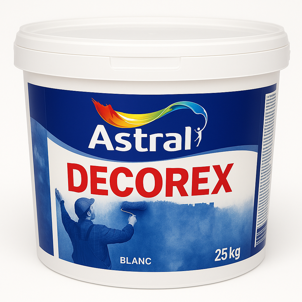 Seau DECOREX BLANC ASTRAL 25KG avec arrière-plan blanc