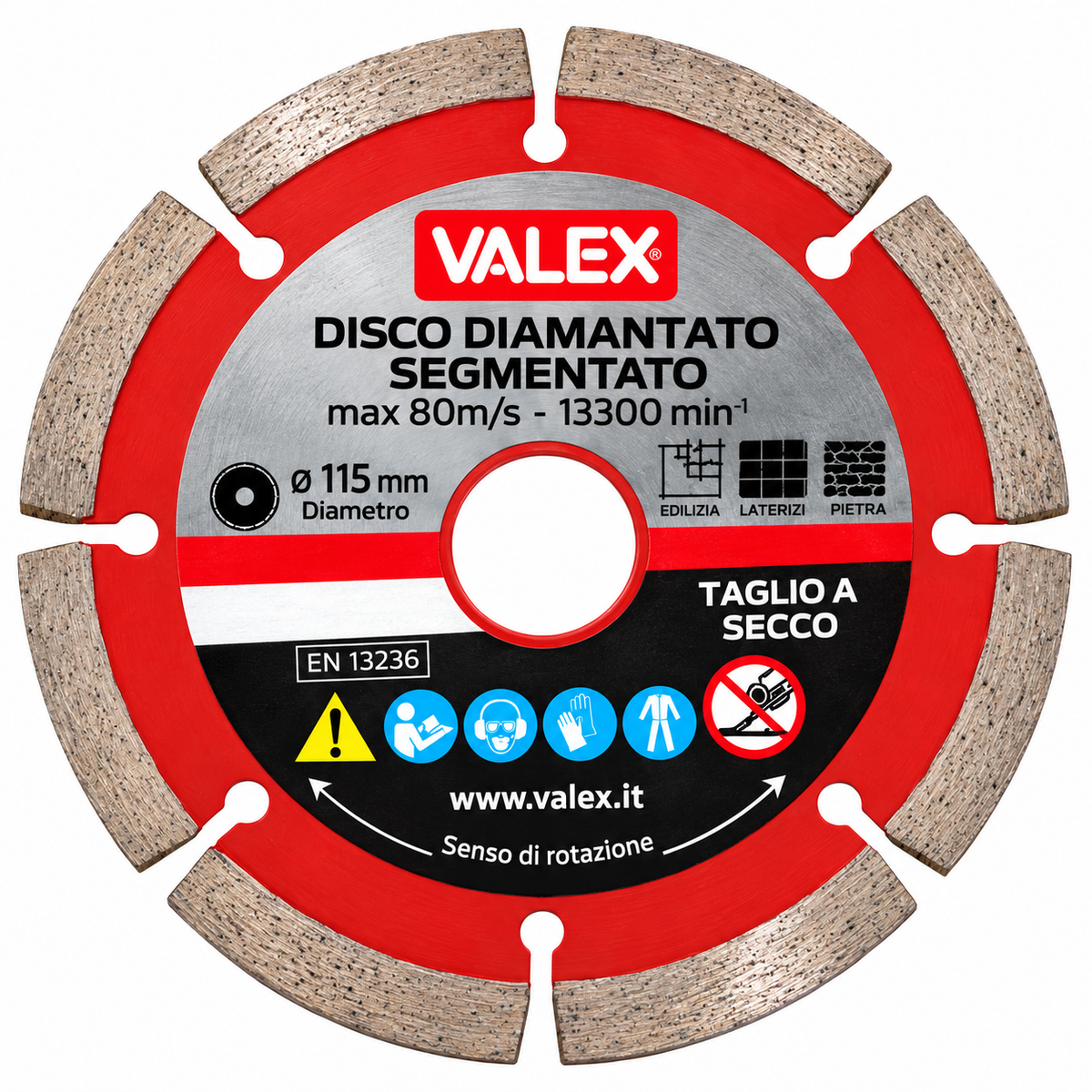 Disque diamanté Turbo Ø230 mm VALEX 1464657, alésage 22,2 mm, épaisseur 3 mm et tranchant diamanté 8 mm pour meuleuse d’angle | SQES Tunisie
