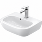 Lave-mains mural DURAVIT D-Code blanc brillant 45 × 34 cm avec trou central pour mitigeur et trop-plein

