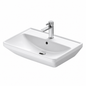 Lavabo suspendu DURAVIT D-Neo blanc brillant 55 × 44 cm avec trop-plein et trou central pour mitigeur
