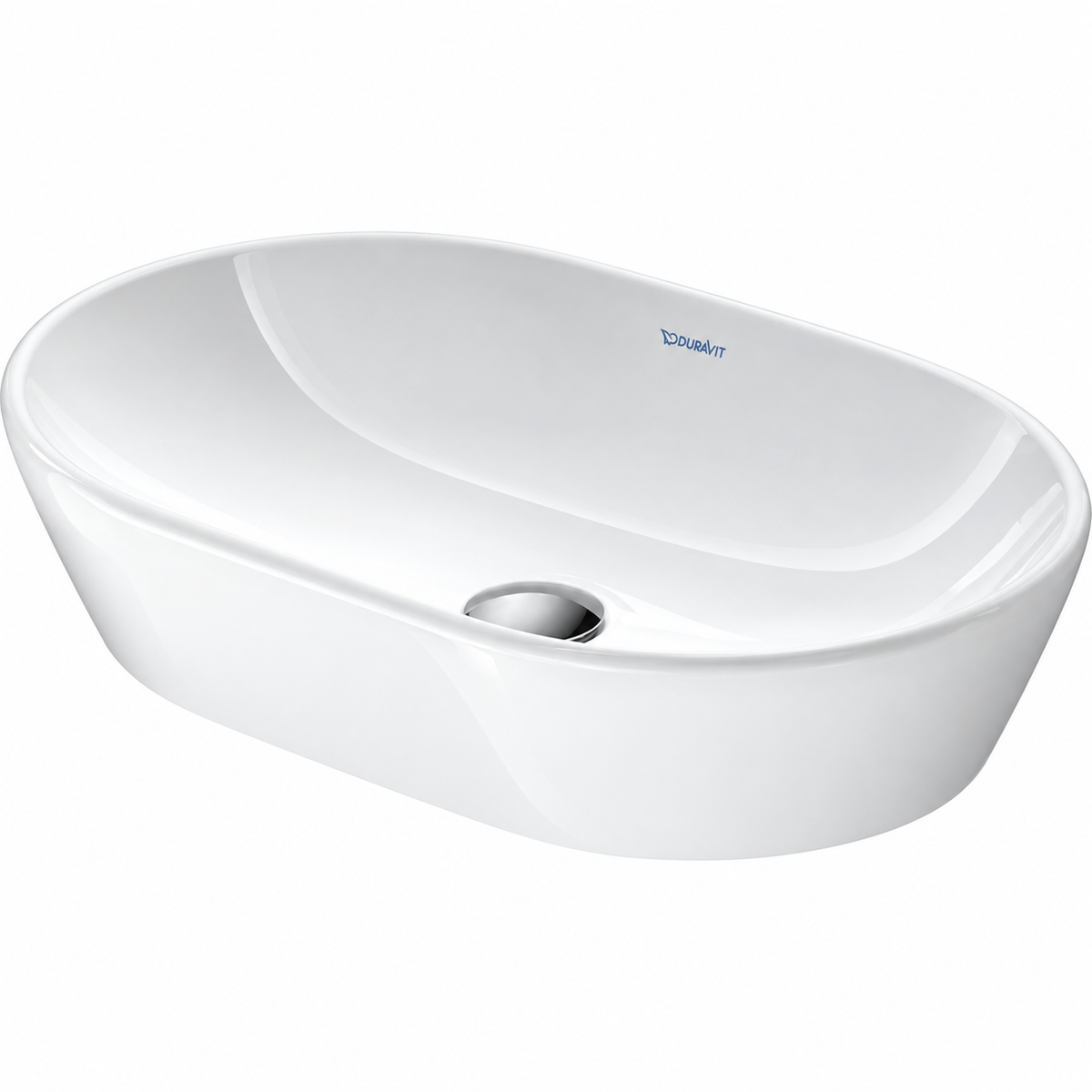 Vasque à poser DURAVIT D-Neo semi-ovale blanche brillante 60 × 40 cm en céramique sanitaire
