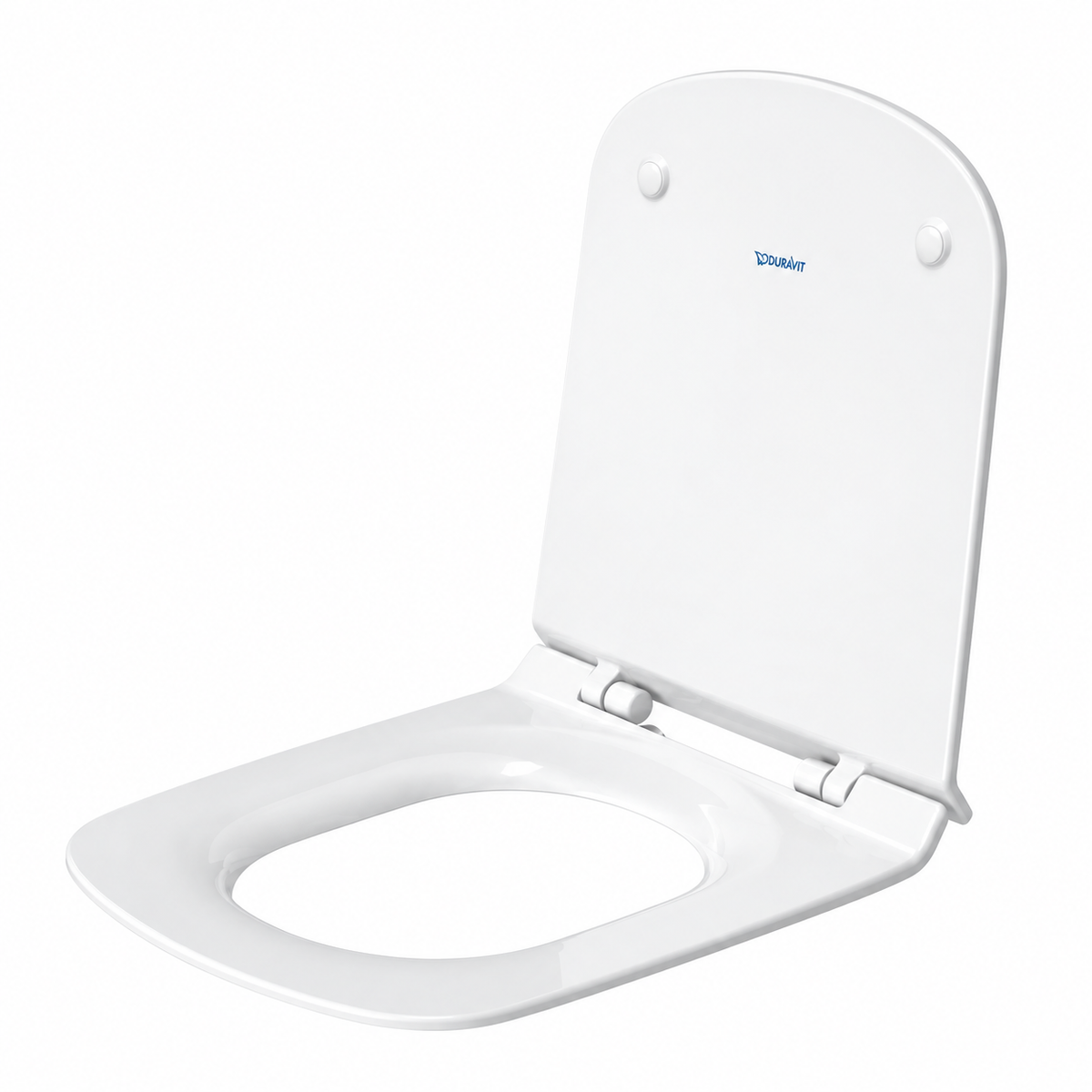 Abattant WC DURAVIT DuraStyle blanc brillant sans amortisseur, forme D et charnières inox
